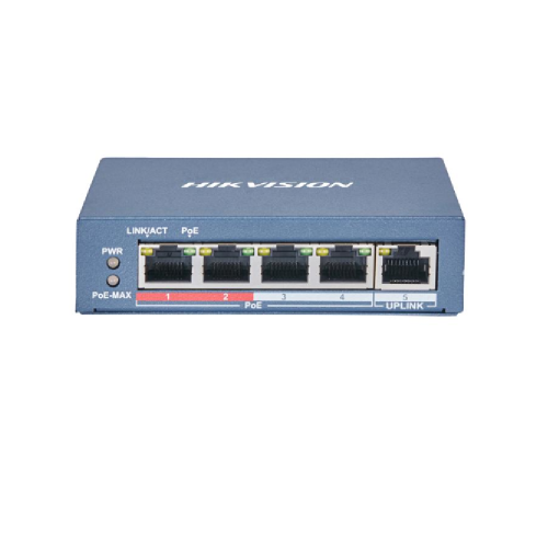 PoE Switch DS-3E0105P-E 4 port 10/100 PoE Single 10/100 uplink - 60w PoE budget