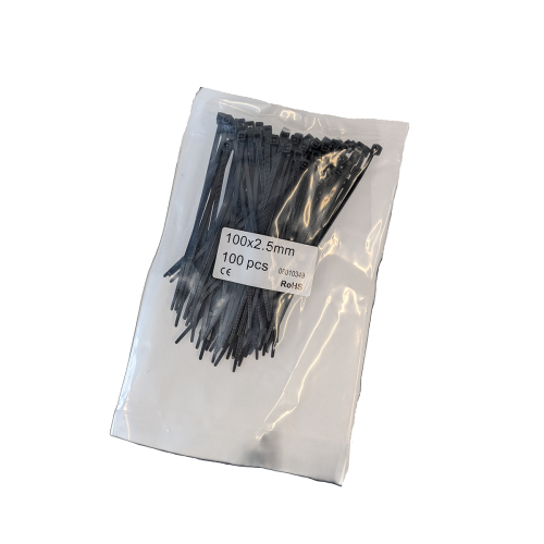 Cable Ties x 100 - Black - 100mm x 2.5mm