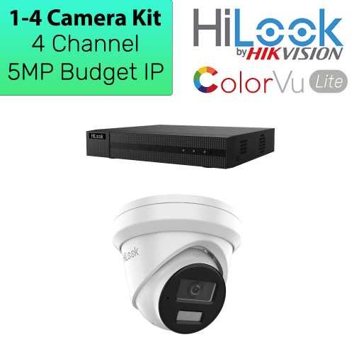 Hilook 4 Channel 5MP 1 - 4 camera ColorVu Kit
