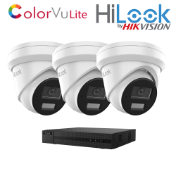 Hilook IP POE - 3 camera Colorvu lite Kit - NVR-104MH-C/4P + IPC-T259H-MU