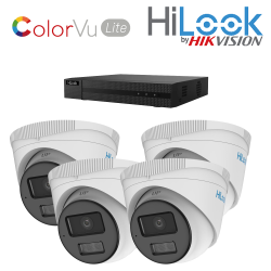 Hilook IP POE - 4 Camera Smart Hybrid - White/Grey Kit - NVR-104MH-C/4P + IPC-T249HA-LU