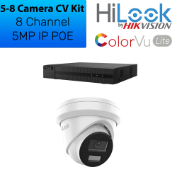 Hilook IP POE - 5-8 Colorvu Lite camera IP POE Kit - NVR-108MH-C/8P + IPC-T259H-MU