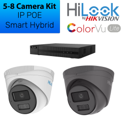 Hilook IP POE - 5-8 4MP Smart Hybrid camera IP POE White/Grey Kit - NVR-108MH-C/8P + IPC-T249HA-LU